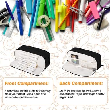 JAESITETER Big Capacity Pencil Case Large Pencil Pouch 3 Compartment Pouch Pen Bag for School Office Large Storage High Capacity Pencile Pounch for Teen Girl Boy Men Women - Image 2