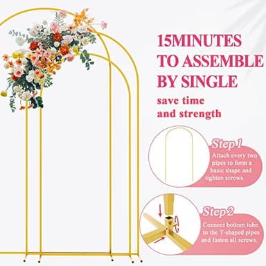 Fomcet Metal Arch Backdrop Stand Set of 3 Gold Wedding Arch Stand 7.2FT & 6.6FT & 6FT Arched Backdrop Frame for Birthday Party Baby Shower Graduation Ceremony Decoration - Image 4