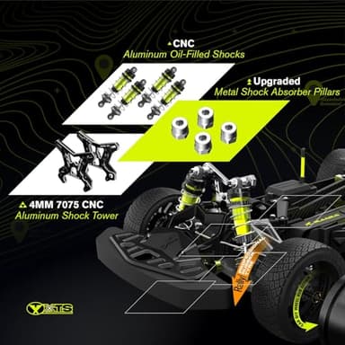 CROBOLL RLAARLO 1/10 Brushless Carbon Fiber RC Drift Cars for Adults with Gyro, Max 50 mph Fast RC Rally Car, 2.4Ghz All Terrain Remote Control Car 4x4 Hobby RTR RC Truck with 3S Battery - Image 4