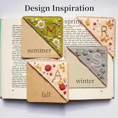 MOTEERLLU Personalized Hand Embroidered Corner Bookmark,Felt Triangle Page Stitched Handmade Bookmark,Unique Cute Flower Letter Embroidery Bookmarks Accessories for Book Lovers - Image 4