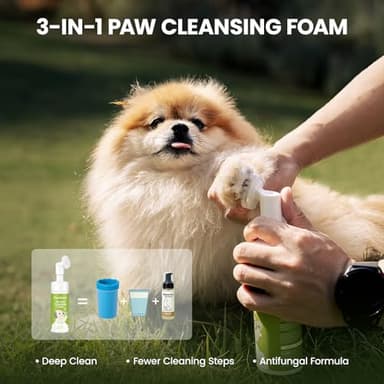 PawSono Paw Cleaner for Dogs & Cats, No-Rinse Foaming Pet Foot Washer with Built-in Scrubber Brush for Dirty, Muddy Paws – Suitable for Small, Medium & Large Dogs, Puppies, Kittens (5 fl oz) - Image 2