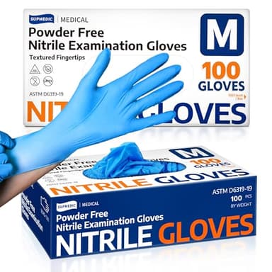 Supmedic Medical Nitrile Exam Gloves, Latex-Free, Powder-Free, Food Safe, Cooking Food Prep, Disposable Gloves, Blue, 100 Pcs (Medium) - Image 1