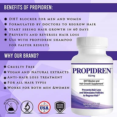 Propidren by HairGenics - DHT Blocker & Hair Growth Capsules to Prevent Hair Loss & Stimulate Hair Follicles, to Stop Hair Loss & Regrow Hair. Proprietary Anti-Hair Loss & Hair Regrowth Treatment. - Image 8