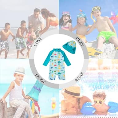 upandfast Baby/Toddler Swimsuit UPF 50+ Sun Protection One Piece Zipper Bathing Suit with Sun Hat Infant Beach Swimwear (Marine Life,6-9 Months) - Image 7