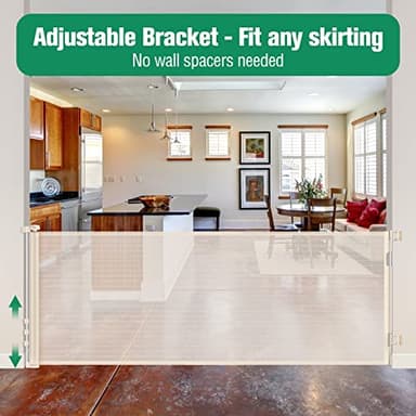 122 Inch Retractable Baby Gates Extra Wide Retractable Dog Gate for Large Openings Dog Gates for The House Extra Wide Gates for Dogs Indoor Extra Long Baby Gate Outdoor Deck Gate Porch Gate, Beige - Image 6