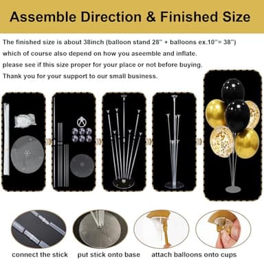 ZJDHPTY Black and Gold Party Decorations Balloon Stand Table Centerpieces for Birthday Wedding Retirement Anniversary Father's Day Halloween New Years Graduation Decorations 2025 (Black gold set4) - Image 2