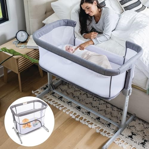 KoolerThings 3 in 1 Baby Bassinet, Bedside Sleeper, & Playpen, Easy Folding Portable Crib (Grey)- KoolaBaby (Mesh Bassinet) - Image 1