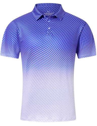 uideazone Mens Funny Golf Shirts Athletic Purple Gradient Dot Polo Shirt Performance Moisture Wicking Golf Polo Short Sleeve - Image 1