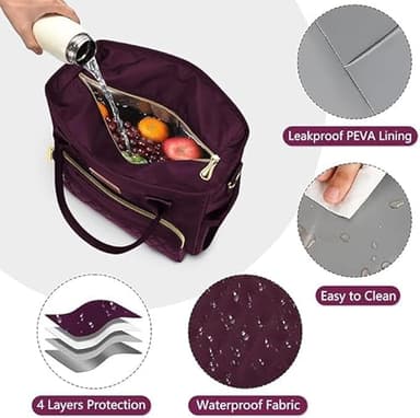 MIYCOO Lunch Bag Lunch Box Women - Leakproof Insulated Lunch Cooler Bag for Women - Large Lunch Tote Bags Adults, Purple - Image 2