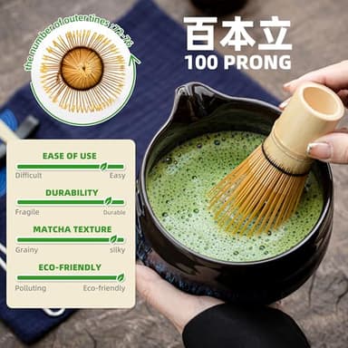 TEANAGOO Matcha Whisk Set, 7 Pcs Matcha Set Blue, Matcha Kit for Ceremony, Matcha Tea Set for Making Breakfast/Latte, Ceramic Matcha Bowl(chawan) whith Spout and Whisk, Gift for Friend/Family - Image 4
