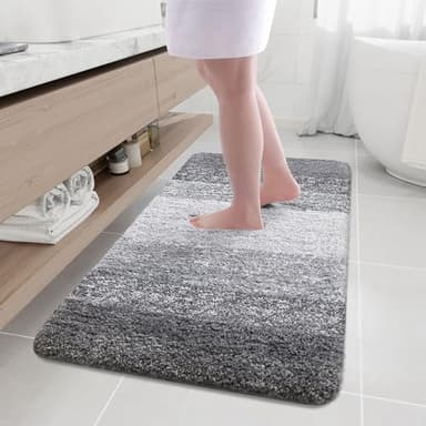 Arotive Microfiber Bathroom Rugs, Shaggy Soft and Absorbent Bath Rug, Non-Slip, Thick Plush Machine Washable Dry Bath Mats for Bathroom, Tub and Shower, 47x24, Grey - Image 1