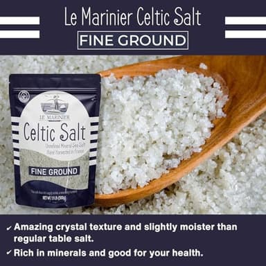 Le Marinier Celtic Salt Organic Fine Ground, 1.1lb - 18oz. Mineral Rich. 100% Natural and Unrefined. French Sea Salt Organic Vital Minerals. Hand Harvested Mineral Salt (1.1lb Fine Ground) - Image 8