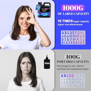 Bsrezn 1000g UV Resin Bulk, High Hardness & Crystal Clear Premixed Resina UV for Jewelry Making (1000g) - Image 2