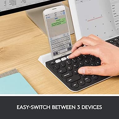 Logitech K780 Multi-Device Wireless Keyboard for Computer, Phone and Tablet – FLOW Cross-Computer Control Compatible - Speckles, White - Image 2