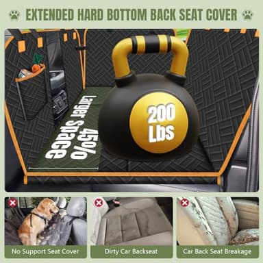 BIERPOER Dog Car Seat Cover for Back Seat - Hard Bottom Hammock Dogs Extender Seat Cover with Mesh Window & Pocket Waterproof Anti-Scratch Camping Travel Bed for Cars Trucks and SUVs - Image 3