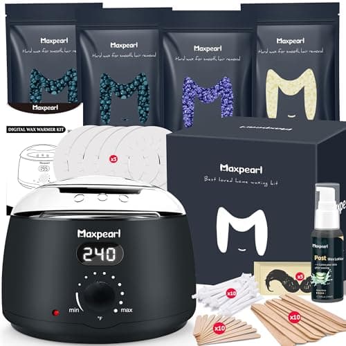 Maxpearl Digital Waxing Kit - Women Men Hard Wax Melt Warmer Kit for Hair Removal - Sensitive Skin, Eyebrows, Face, Underarms, Brazilian, Bikini, Legs - Image 1