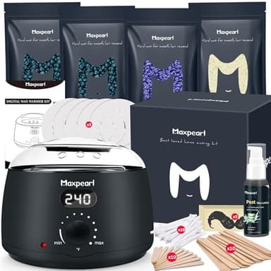 Maxpearl Digital Waxing Kit - Women Men Hard Wax Melt Warmer Kit for Hair Removal - Sensitive Skin, Eyebrows, Face, Underarms, Brazilian, Bikini, Legs - Image 1