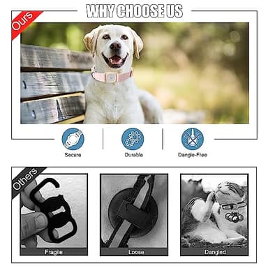 DOGWONG Airtag Cotton Hemp Dog Collar, Heavy-Duty Dog Collar with Airtag Holder Pink Natural Fabric Pet Cute Puppy Necklace for Small Medium Large Dogs - Image 4