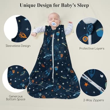 david's kids 3 Pack Micro Fleece Baby Sleep Sack 12-18 Months, Soft Baby Wearable Blankets with 2-Way Zipper, Comfy Sleeping Bags for Toddler Boys Girls Neutral, Large Size, Space - Image 4