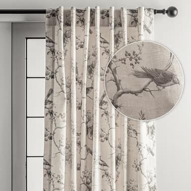 Maison d' Hermine Curtains for Living Room 100% Cotton 96 inch Length One Panel Light Filtering Curtains for Bedroom Windows with Rod and Loop Pockets Drapes (Turin, 50" W x 96" L) - Image 1