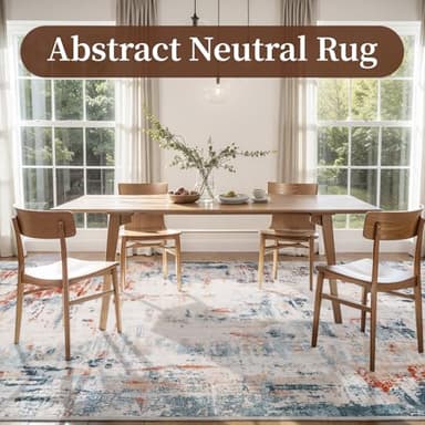 MontVoo 5x7 Area Rug-Washable Rugs for Living Room-Soft Blue&Red Rug for Bedroom-Non Slip Indoor Floor Carpet for Dining Room Living Room Bedroom Office Under Table - Image 4