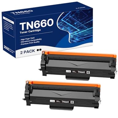 TN 660 Toner Cartridge Replacement for Brother TN 660 TN630 Work with HL-L2300D HL-L2305W HL-L2360DW MFC-L2740DW MFC-L2700DWR DCP-L2540DN Printer (Black,2 Pack) - Image 1