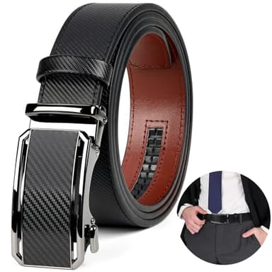 Mens Belt Leather Ratchet Belts for Men Adjustable 1 3/8" Men's Belts for Dress Casual with Gift Box, Trim to Fit - Image 1