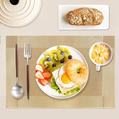 Placemats Set of 6, Place Mats for Kitchen Dining Table, Heat-Resistant Anti-Skid Stain Washable PVC Table Mats, Easy to Cleaning Woven Vinyl Dinner Mats - Image 2