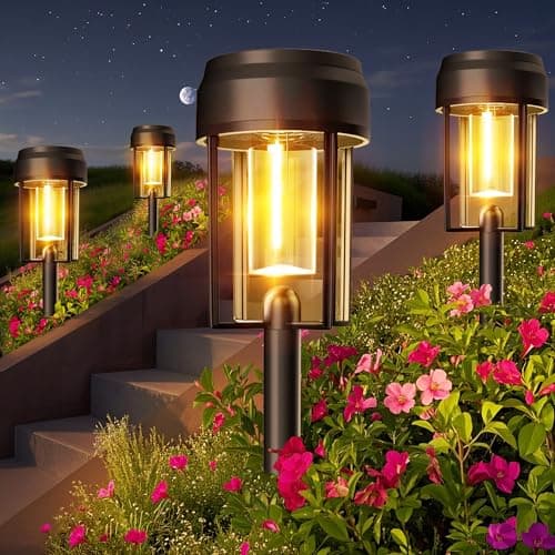 OUGELE Solar Lights Outdoor 12 Pack, Bright Solar Pathway Lights Waterproof IP65, Auto On/Off Solar Landscape Lighting 3000k for Garde Decor, Yard, Driveway, Patio, Walkway