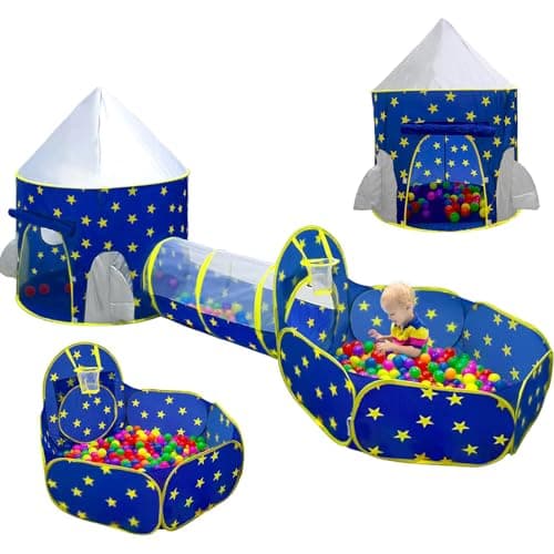 PigPigPen 3pc Kids Play Tent for Boys with Ball Pit, Crawl Tunnel, Princess Tents for Toddlers, Baby Space World Playhouse Toys, Boys Indoor& Outdoor Play House, Perfect Kid’s Gifts - Image 1