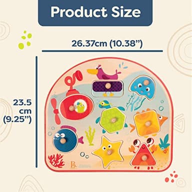 B. toys – Sea Treasures – Wooden Peg Puzzle – Sea Animals Puzzle – Ocean Peg Puzzle for Toddlers, Kids – 8 Chunky Pieces – 18+ Months - Image 6