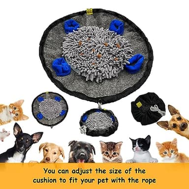 MgcYoHole Snuffle Mat for Dogs,18.8" x 18.8'' Dog Bowl,Sniffing Interactive Feeding Game Puzzle Toys,Encourages Natural Foraging Skills and Slow Eating Stress Relief for S/M/Large Dogs (Magic Grey) 1 - Image 2