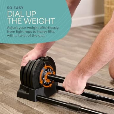 LifePro Adjustable Dumbbells Set/Single - 15lb 43lb 55lb 25 lb Dumbbell Sets with Rack - Quick Adjust, Secure Grip weights dumbbells set - Compact Hand Weights for Women/Men at Home Gym - Image 4