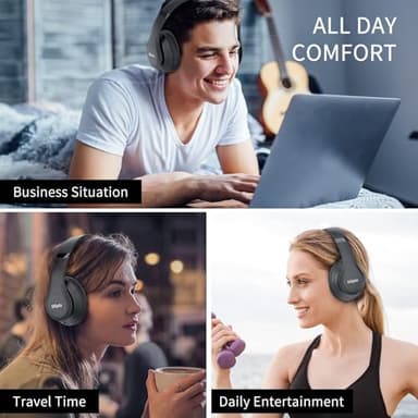 Uliptz Wireless Bluetooth Headphones, 65H Playtime, 6 EQ Sound Modes, HiFi Stereo Over Ear Headphones with Microphone, Foldable Lightweight Bluetooth 5.3 Headphone for Travel/Office/Cellphone/PC - Image 8