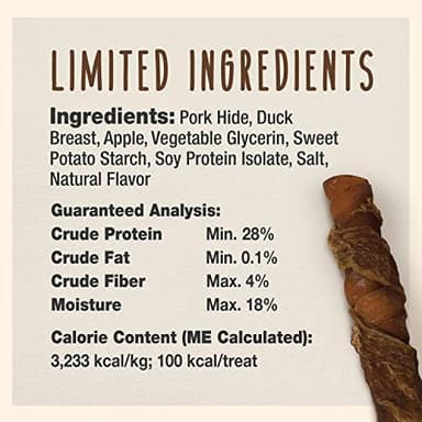 Cadet Gourmet Triple Chews Long-Lasting Pork Hide Sticks with Apple and Duck, Healthy Dog Treats for Small & Large Dogs, 6 Count - Image 5