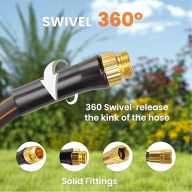 Giraffe Tools Garden Hose 50ft x 5/8", Water Hose Heavy Duty, Flexible, Lightweight Hybrid Hose with Swivel Handle, Male to Female Fittings - Image 2