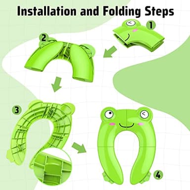 Portable Potty Seat for Toddler Travel - Foldable Non-Slip Potty Training Toilet Seat Cover for Boys Girls, Baby Kids with Drawstring Bag (Green Frog) - Image 4