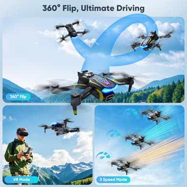 Flymevac Drone with Camera, Dual 720HD, Drone for Kids with Cool Lights, Cestures Control, Vertical Shooting, Waypoint Flight, Gravity Control, 3D Flip, 3-Speeds, Drones for Adults, Beginners, Kids - Image 6
