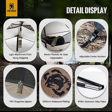 OneTigris COSMITTO 2 Person Backpacking Tent Shelter- Free Standing Lightweight Waterproof 3 Season Camping Tent for Outdoor Hiking Mountaineering - Image 3