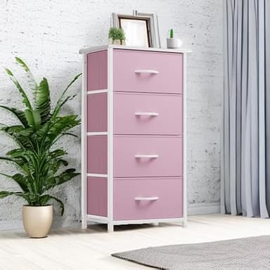 YITAHOME Storage Drawer with 4 Drawers - Fabric Dressers for Teen, Dresser for Bedroom, Living Room, Closets - Sturdy Steel Frame, Wooden Top & Easy Pull Fabric Bins, Pink - Image 5