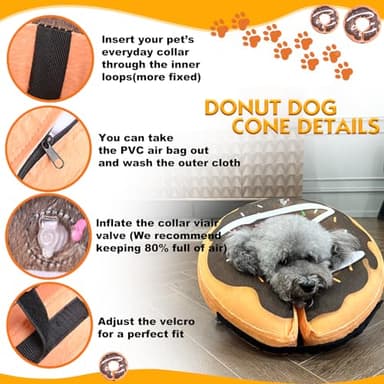 BGGo Inflatable Dog Cone, Soft Adjustable Blow up Donut Collar for After Surgery, Small Medium Large Dogs and Cats - Image 2