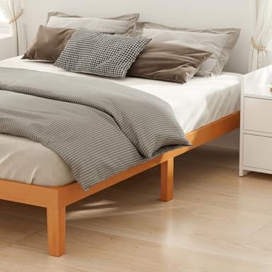 DUMOS Full Size Wood Bed Frame, 12in Wooden Platform Bed Frame Mattress Foundation with Support Slats, No Spring Needed, Storage Space Under Base, Easy Assembly, Pine - Image 7