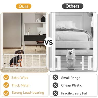 Fldofaves Dog Gate - 18"-45" Adjustable Extra Wide Metal Baby Gate to Step Over, 10" Tall Small Pet Gate with 3 Extension Kits, Pressure Mounted for Doorways & Stairs - Image 4
