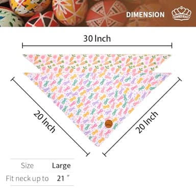 CROWNED BEAUTY Easter Dog Bandanas Reversible Large 2 Pack, Bunny Treats Set, Pink Orange Adjustable Triangle Holiday Scarves for Medium Large Extra Large Dogs Boy Girl Pets DB164-L - Image 2