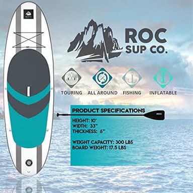 Roc Inflatable Stand Up Paddle Boards with Premium SUP Paddle Board Accessories, Wide Stable Design, Non-Slip Comfort Deck for Youth & Adults (Ocean) - Image 3