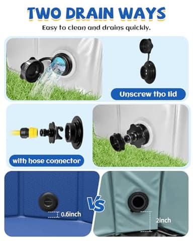 Portable Dog Pool PVC Pet Swimming Hard Plastic Pool Bathtub Collapsible Dog Poo for Pets to Swim and Bath (XL-63"x 12" Light Grey) - Image 4