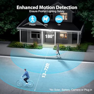 Olafus 75W Motion Sensor Outdoor Light, 2 Pack LED Security Light 7000LM, 6500K Exterior Motion Flood Light with 3 Adjustable Heads, for Outside Garage, Yard, Patio, IP65 Waterproof, Black - Image 5