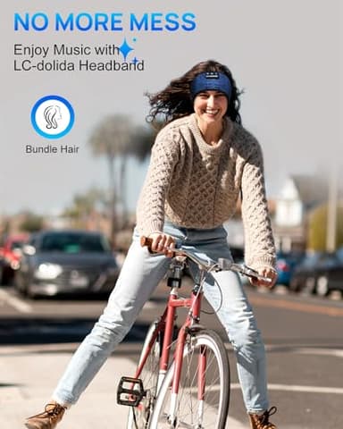 LC-dolida Sleep Headphones Headband Bluetooth 5.4, Sports Headband Earphones Wireless with Speaker Microphone USB C for Women Sleeping Gift Workout Jogging Yoga Insomnia Travel Meditation - Image 3