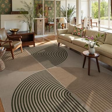 Lahome Modern Rainbow Easy Jute Rug, 8x10 Living Room & Outdoor Patio Area Rug, Contemporary Dining Room Non Slip Non Shedding Carpet for Bedroom & Backyard - Image 1