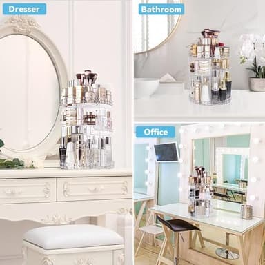 ZHIAI 360 Rotating Makeup Organizer, Large Capacity Cosmetics Organizer for Perfume Holder Organizer Countertop, DIY Adjustable Bathroom Makeup Carousel Holder Rack, Clear Diamond - Image 6